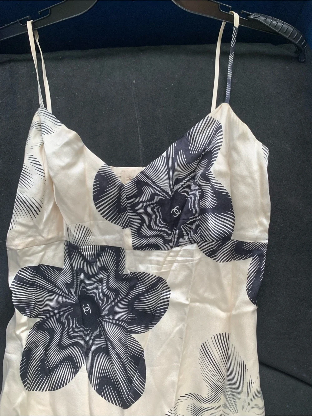 CHANEL Vintage around 2005 white /black floral Dress
